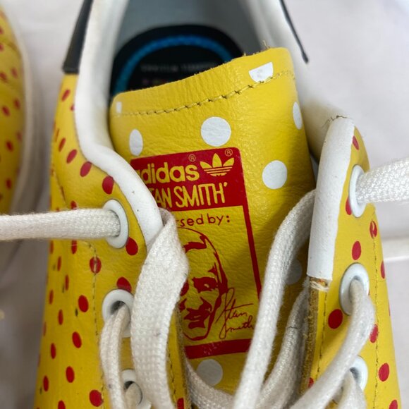 ADIDAS STAN SMITH X PHARELL YELLOW POLKA DOT LEATHER SNEAKERS SIZE 11 - Picture 3 of 8